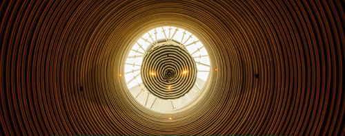 View from inside the chamber looking into the funnel