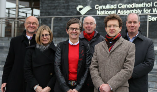 L-R: Rob Clements, Professor Sarah Childs, Professor Laura McAllister, Sir Evan Paul Silk KCB, Dr Alan Renwick, Professor David Farrell