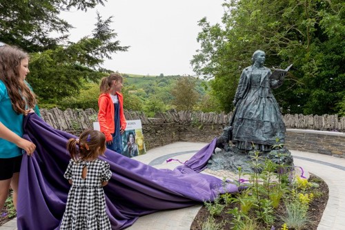 The statue of Cranogwen, created by Sculptor Sebastien Boyesen, was unveiled in Llangrannog by village children on 10 June 2024.